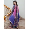 thumbnail image 5 of Janasya Women's Purple Cotton Embellishe Printed Dress with Flared Palazzo and Dupatta, 5 of 5