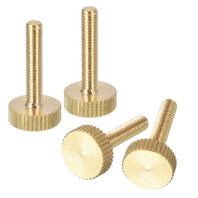 Unique Bargains Vis à Pouce Moletées M4x20mm, Lot de 4 Vis à Tête Moletée Plate en Laiton