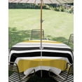 thumbnail image 2 of Outdoor Tablecloth with Umbrella Hole, Yellow Black Stripe Spillproof Waterproof Outdoor Table Cover, Modern Abstract Art Coarse Striped Patio Tablecloths for Party/Garden/Picnic, Round 54 inch, 2 of 9