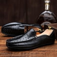 thumbnail image 6 of Spring Summer New Men's Casual Hollow Loafers Slip On Breathable Leather Flats Boat Shoes Driving Shoes Moccasins Comfort Walking Shoes, 6 of 15