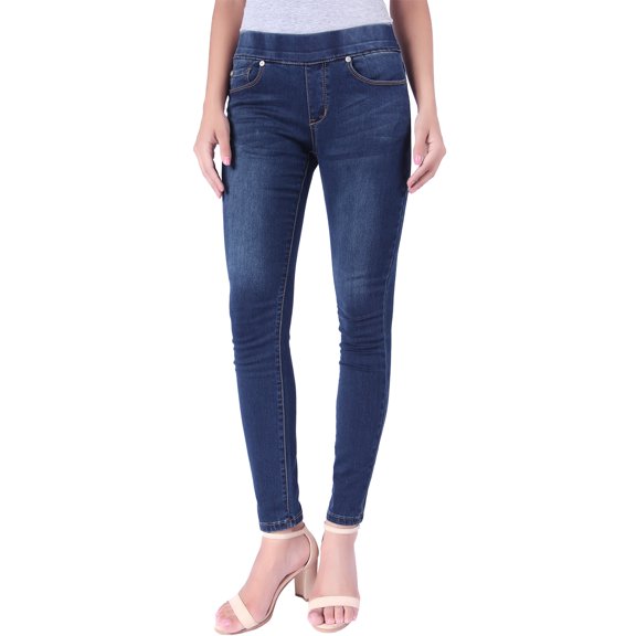 BodiLover, Women's, Stretchy Comfy Shaping Pull On Skinny Denim Jeans, Dark Denim, 2