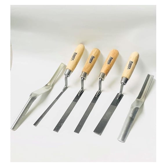 Trowel Set 6-Piece - Tuck Point & Brick Joint Tools - 1/4", 3/8", 1/2", 3/4", 3/8x1/2", 5/8x3/4" - Masonry, Bricklaying, Concrete