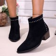 thumbnail image 6 of Women's Studded Ankle Boots, Pointed Toe Block Heel Booties, Western Inspired Pull On Dress Boots for Party Casual Daily Wear, 6 of 8