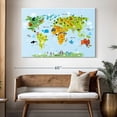 thumbnail image 3 of Elephant Stock Animals Of The World Wall Art - Horizontal Canvas Wall Art - Kids Room Wall Decor - Map Canvas - Green And Blue Decor - 51" x 34", 3 of 8