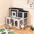 thumbnail image 6 of Outdoor 2-Tier 2-Room Quail Hutch with Brooder Box & Activity Area, Openable Asphalt Roof, Black with White, 6 of 8