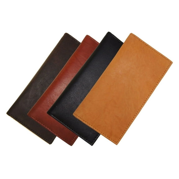 RFID Blocking Genuine Leather Standard Plain Checkbook Cover Long Wallet Men Women
