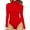 Red, variant on Women's Mock Turtle Neck Long Sleeve Slim Fit Tee Tops Bodysuit Jumpsuit Floral/Leopard Print Basic Bodycon Rompers