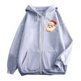 thumbnail image 6 of Telankuip Women's 2025 Christmas Oversized Zip-Up Hoodies Fall Winter Warm Comfy Long Sleeve Sweatshirts Cute Santa Claus Printed X-Mas Holiday Full Zipper Hooded Jacket Grey M, 6 of 8