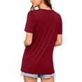 thumbnail image 4 of Tops de Color Sólido para las Mujeres, Botón de Cuello en V de Manga Corta, Top de Moda Casual para las Mujeres, 4 of 9