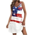 thumbnail image 2 of SELONE Women Midi Dress American Themed Sleeveless V Neck USA Flag Themed Apparel Red White Blue Wear Clothes Fourth of July Gifts Activewear M, 2 of 7