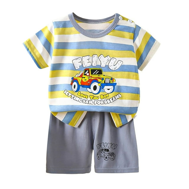 Vêtements pour Garçon à Imprimé Animal, T-Shirt à Manches Courtes, Hauts, Shorts Décontractés, Col Ras du Cou, Vêtements d'Été, Vêtements pour Garçon 4-5 Ans, Mode Garçon