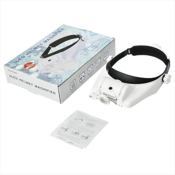 Lupa con Diadema, Lupa Iluminada con 3 Lentes para Trabajos de Cerca, Costura, Reparación de Joyas y Relojes