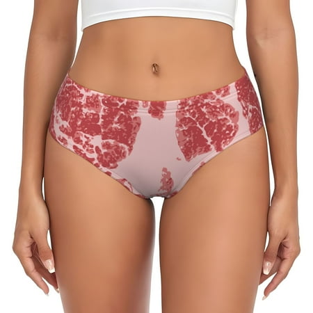 Naloa Red Meat Womens No Show Cotton Underwear Mid-High Waisted Soft Ladies Panties Strech Breathable Briefs -XX-Large