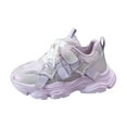 thumbnail image 6 of Dakaela Toddler Chunky Sneakers Girls Shiny Sparkly Dad Walking Shoes Lace up Little Kids Casual Thick Sole Outdoor Running Footwear Purple 12.5, 6 of 8