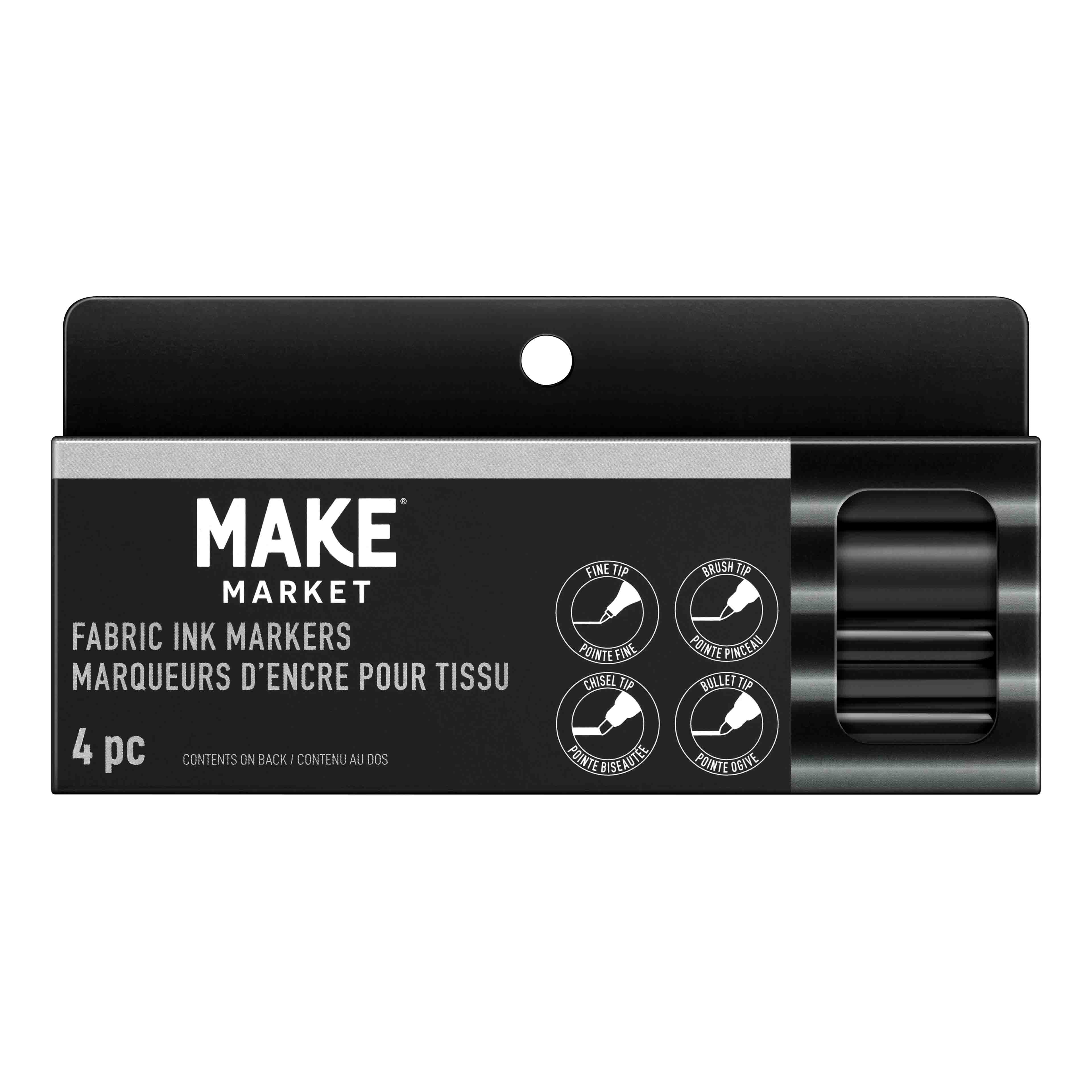 Make Market Black Permanent Fabric Ink Markers, 12 Packs: 4 ct. (48 total)