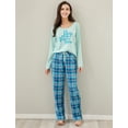 thumbnail image 2 of Women's Two Piece Sleepwear Set Knit Top with Flannel Pants RHW2864, 2 of 7