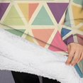 thumbnail image 3 of Oversized Wearable Blanket Hoodie,Multi Color Triangle Checkered Pattern Sherpa Blanket Hoodie with Super Pockets,Super Warm Fuzzy Pullover for Women & Men, 3 of 6