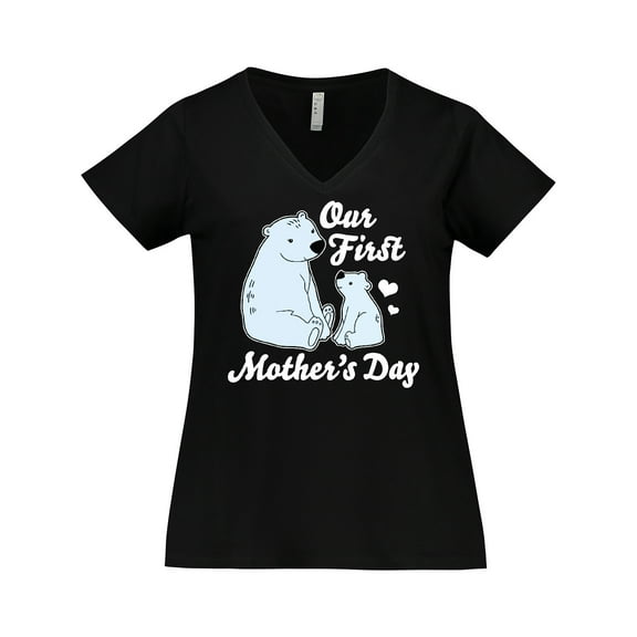 Inktastic Our First Mothers Day with Polar Bears Women's Plus Size V-Neck T-Shirt