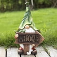 thumbnail image 2 of Figura de resina para jardín: Tomte navideño con barba larga que sostiene un cartel de bienvenida con luces LED solares, decoración de césped para exteriores, adorno de regalo, 2 of 5