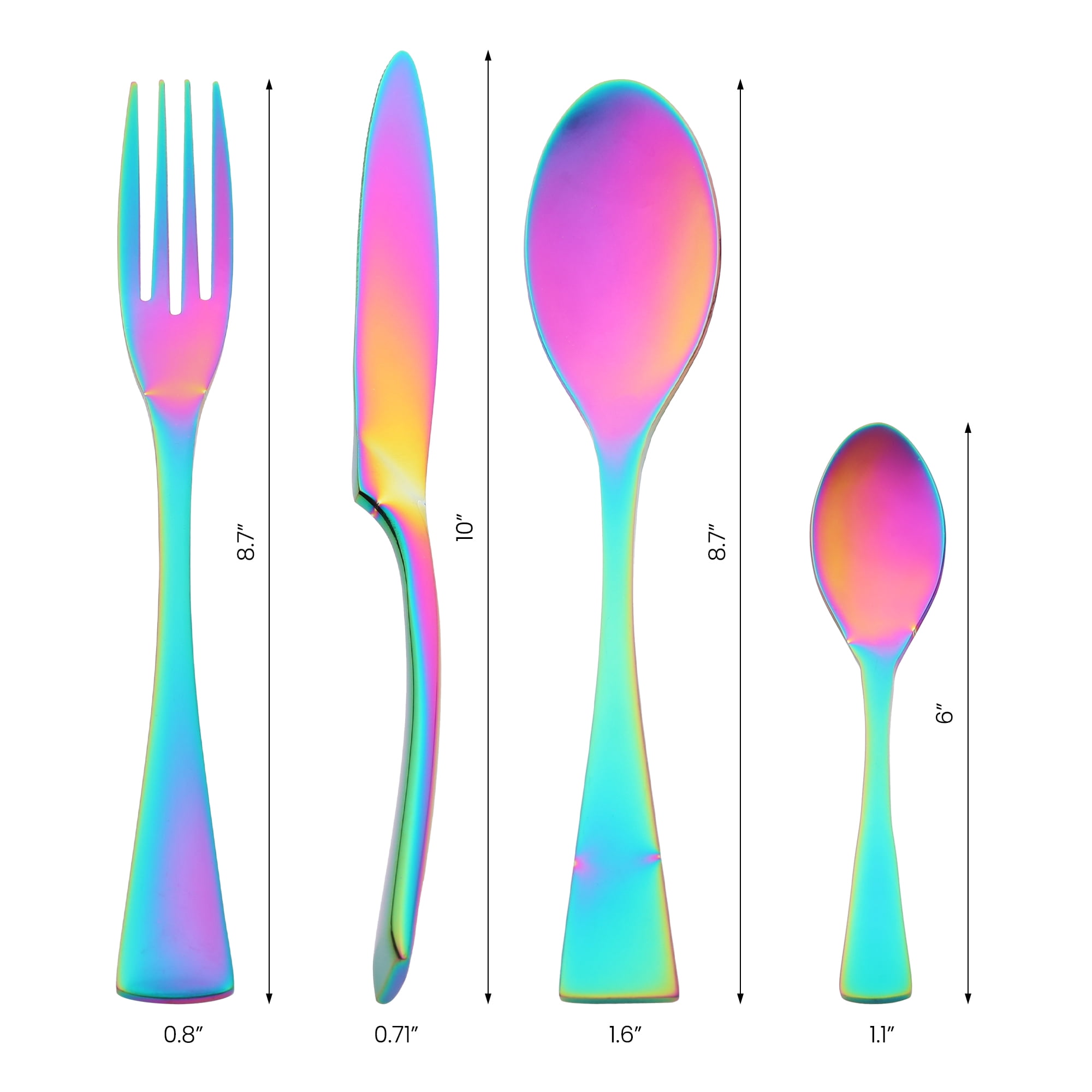 Unique Bargains Stainless Steel Silverware Set Colorful 4 Pcs