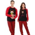thumbnail image 2 of Conjuntos de pijamas de pareja navideña, ropa de dormir negra, ropa de dormir para adultos, Santa's Favourite HO, 2 of 3