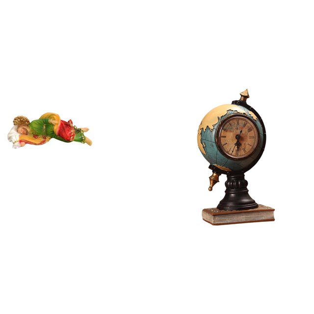Estatua de José, figura de resina, reloj globo terráqueo, escultura decorativa, adorno de mesa con fina elaboración, adecuado para el hogar, la oficin