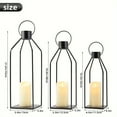 thumbnail image 3 of 3pcs/set Modern Farmhouse Lantern Decor, Black Metal Candle Lanterns, Tall Large Candle Lanterns For Christmas, Lanterns Decorative For Outdoor Decor, Home, Front Porch, Indoor, Patio, Dining Table, 3 of 10