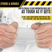 Ultrasac 45 Gallon 3.0 MIL Clear Heavy Duty Contractor Trash Bags with Handtie - 33 x 48 - Pack of 20 - for Construction, Commercial, Industrial