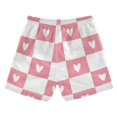 thumbnail image 2 of Pink and White Plaids Sweet Hearts Valentine Swim Trunks Board Shorts Beach Pants Bathing Bottoms L, 2 of 8