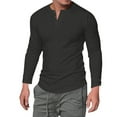 thumbnail image 4 of AMERTEER T-Shirt Homme Manches Longues Col Rond Bouton Uni Décontracté, 4 of 6