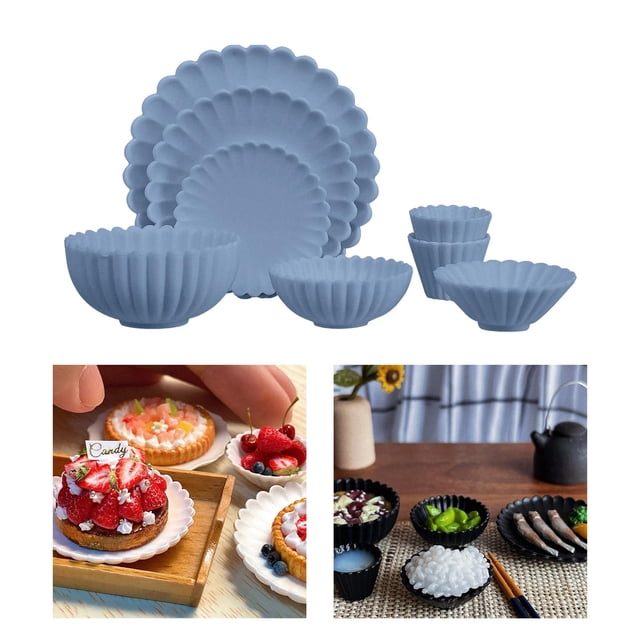 Accesorios de Cocina en Miniatura Hugo 1 6 Escala Plato Tazón Tazas Set Comida Azul