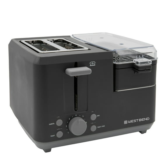 West Bend Multifunctional Breakfast Station, 2-Slice Toaster with Egg Cooker and Meat Warmer, in Black (78500)