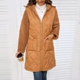 thumbnail image 5 of MELDVDIB Womens Quilted Puffer Coat with Fleece Sleeve Mid-Length Oversized Hooded Jacket with Pockets Comfy Warm Outerwear for Winter, 5 of 7