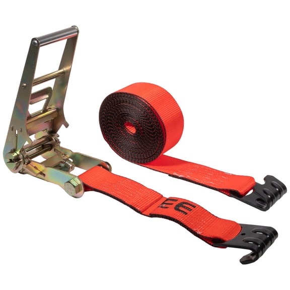 Ratchet Tie-Down Straps with Flat Hooks, 3" x 30' Ratchet Straps Red | 15,000 Lbs Breaking Strength | Tie Down Ratchet Straps for Flatbed, Truck, Trailers Pickup