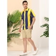 thumbnail image 4 of Camisas hawaianas manga corta botones botones a rayas playeras amarillo marino T L, 4 of 6