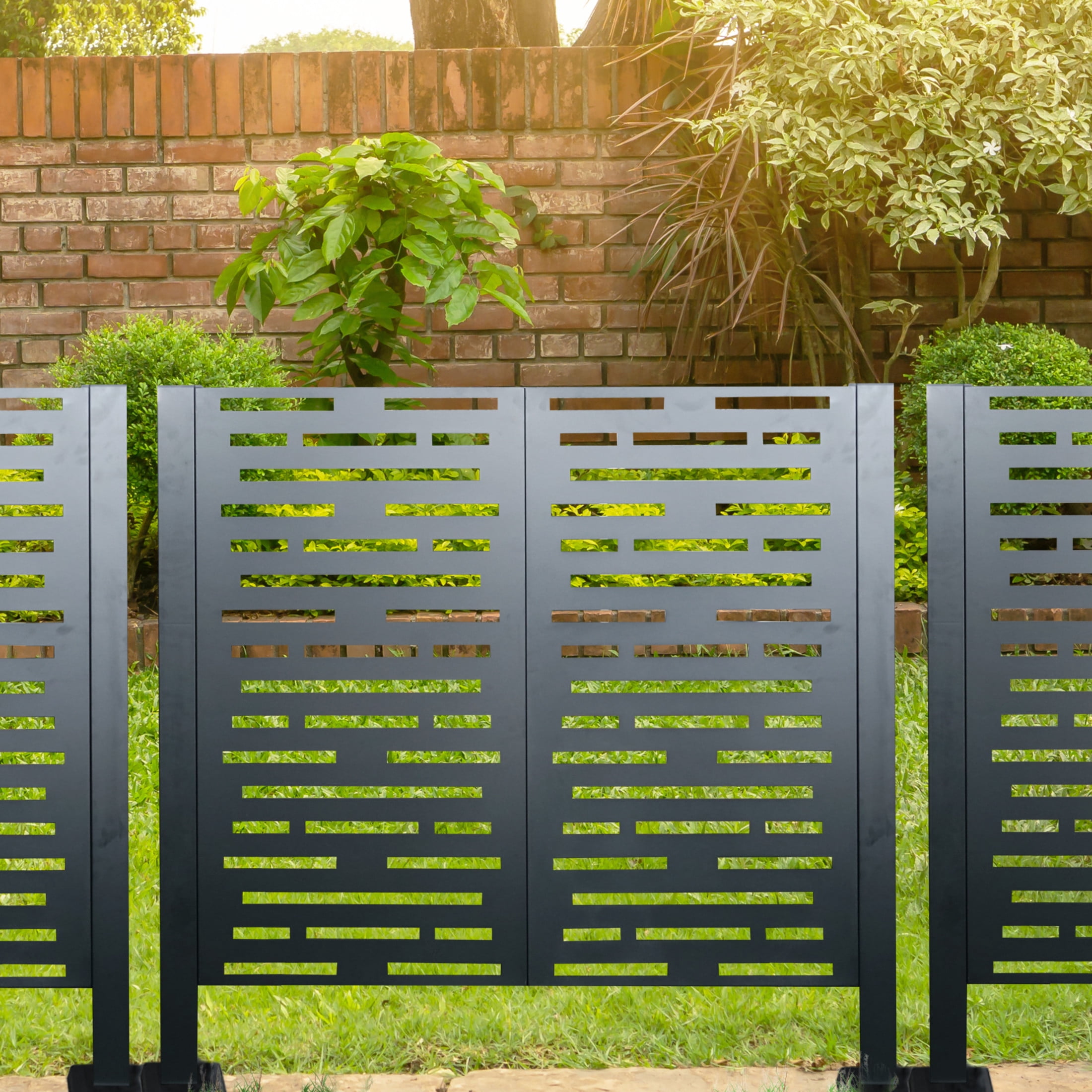 Noble House 4x4 FT Air Conditioner Fence Cover, Galvanized Steel Outdoor Unit Privacy Screen with Planters, Charcoal
