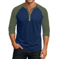 thumbnail image 2 of Hearthz Raglan 3/4 Sleevetshirts for Men Henley Neck Baseball Jersey Colorblock Mens Tops Dressy Casual Fall Summer Shirts for Men, 2 of 9