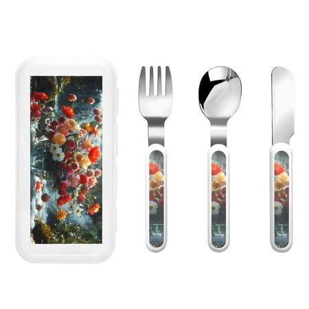 

Rateoe Vibrant Bouquet Waterfall for Stainless Steel Kids Silverware Set - Child and Toddler Safe Flatware - Children s Knife Fork And Spoon Set