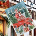 thumbnail image 2 of Merry Christmas House Flag Double Sided 28x40 Inch Red Truck Cardinal Birds Xmas Tree Gifts Snow Green Holly Berry Winter Holiday Yard Flag Outdoor Decoration, 2 of 6