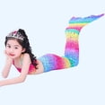 thumbnail image 5 of Traje de baño de cola de sirena para niñas de 6 a 7 años, traje de baño con arcoíris, 5 of 5