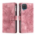 thumbnail image 3 of Nalacover for Samsung Galaxy A12 5G Embossed Floral Pattern PU Leather Crossbody Case with Shoulder Strap,Shockproof Magnetic Flip Kickstand Credit Card Slots Zipper Pocket Wallet Phone Case,Pink, 3 of 10