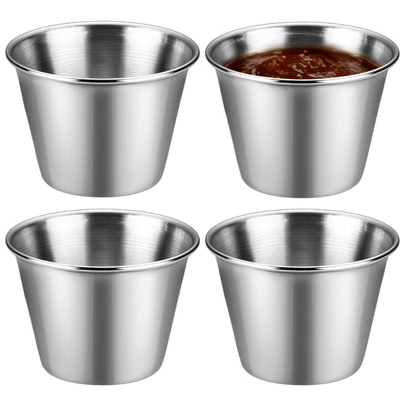 14 Pcs Stainless Steel Sauce Condiment Cups, 2.37 fl oz/70 ml Mini Metal Containers, Reusable Portion Control Dips, Stackable Snack Holders for Lunch Boxes, Meal Prep