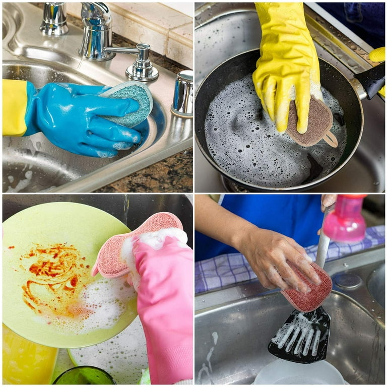 Silicone Cleaning Sponges Scrubber Sponge Set of 7,Kitchen Sponges Dish  Sponges Reusable Sponge Multi-Purpose Washable Colored Sponges for Bathroom