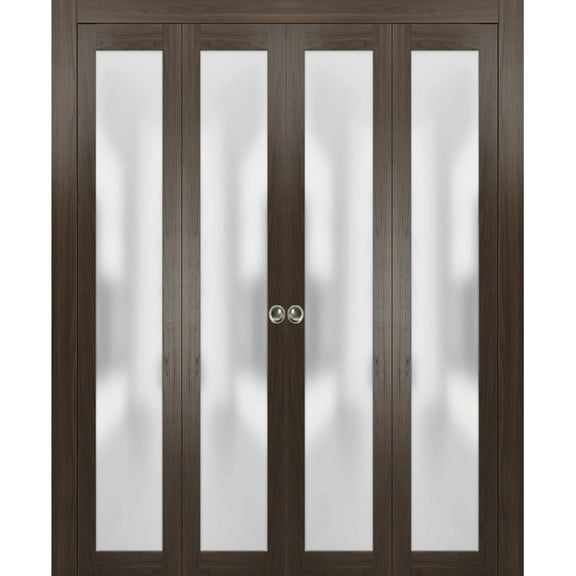 Sliding Closet Double Bi-fold Doors | Planum 2102 Chocolate Ash Frosted Glass