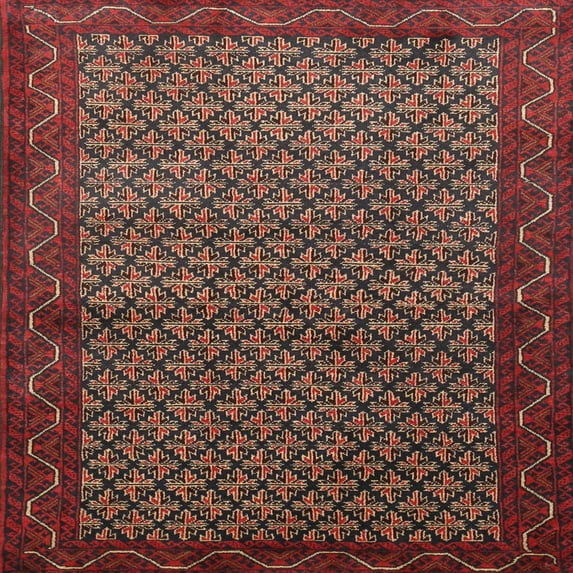 Ahgly Company Machine Washable Indoor Square Traditional Saffron Red Area Rugs, 7' Square
