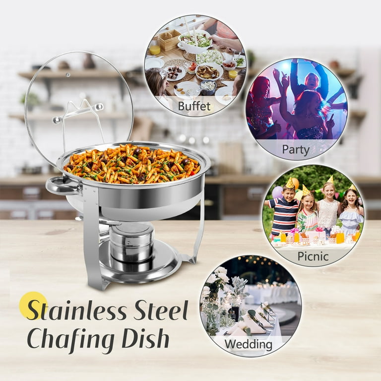 Classic Cuisine Chafing Dish 5 Quart Stainless Steel Round Buffet