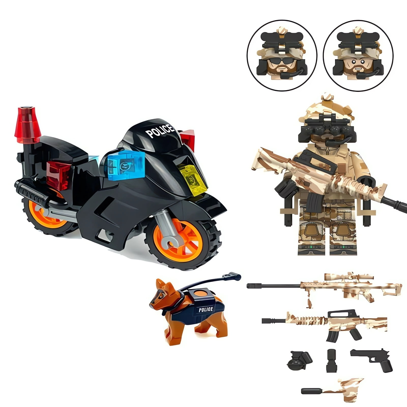 NWJ Building Blocks Toy - Special Forces SEAL Team Minifigure and Motorcycle Set, Perfect Children's Gift