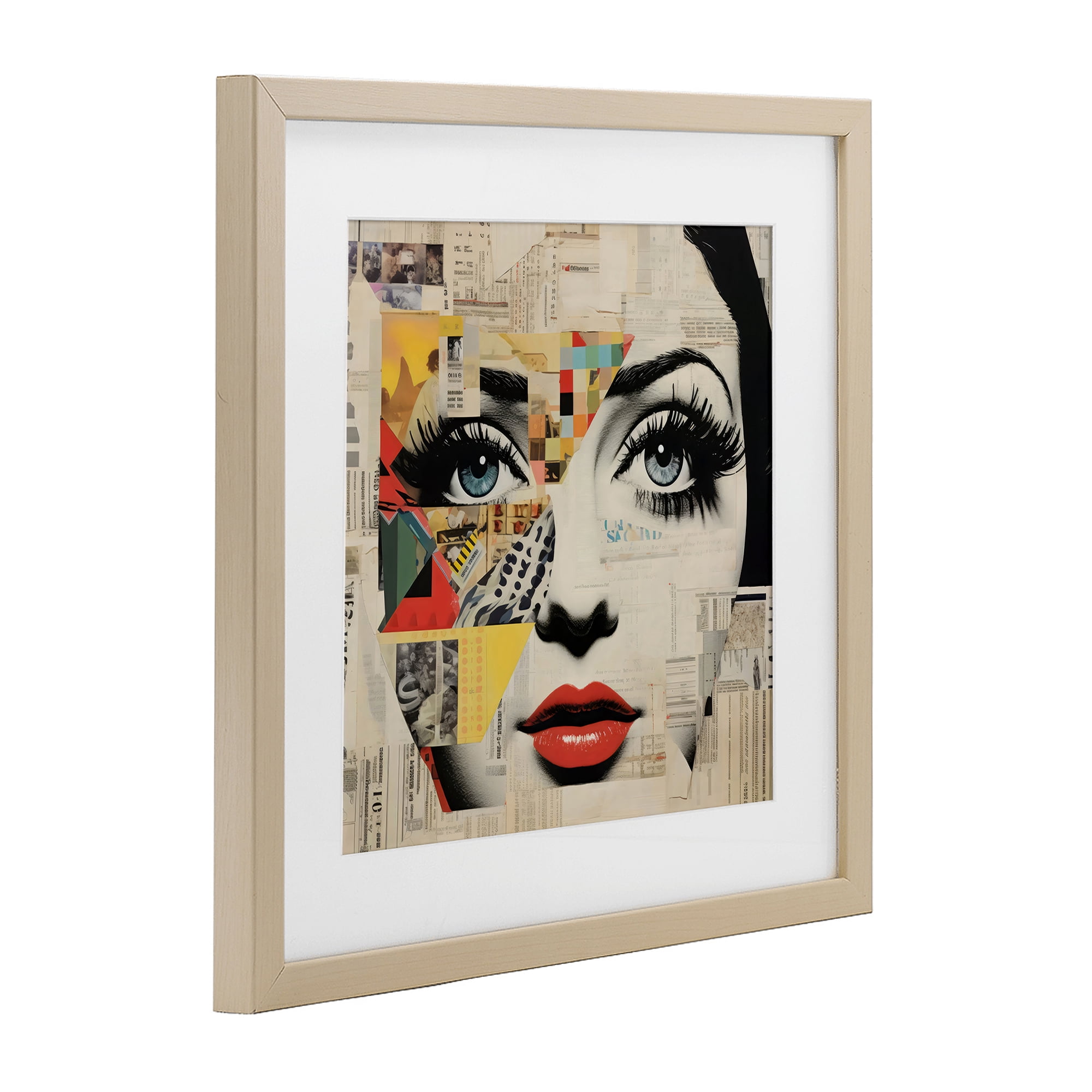 Stupell Industries Fashion Collage Pop Portrait Birch Framed Print Under Glass, design by Creative Studio