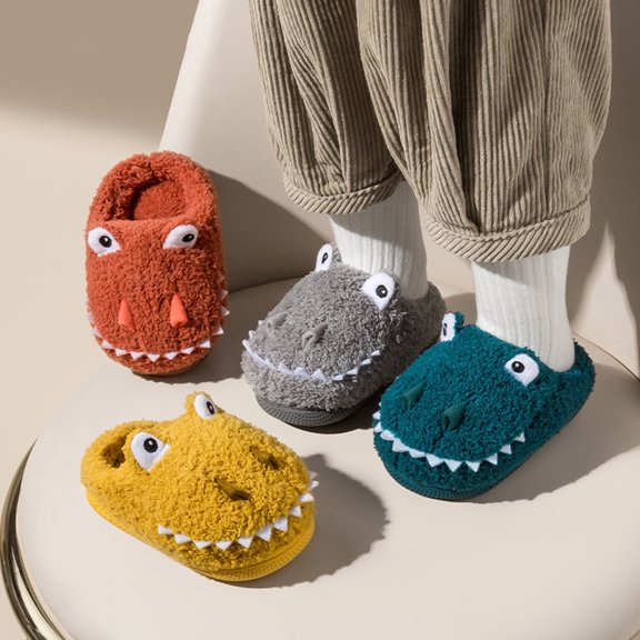 CAIXIA Kids Toddler Slippers Boys Girls Memory Foam Fuzzy Lined Cute Animal Cartoon Non- Household Slippers Fuzzy Warm Big Kids Indoor/outdoor Wear Birthday Gifts