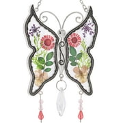 KY&BOSAM Silver Zircon & Stain Glass Crystal Butterfly Suncatcher &Wind Chime Home Ornament  Decor Color Box Packing Gift